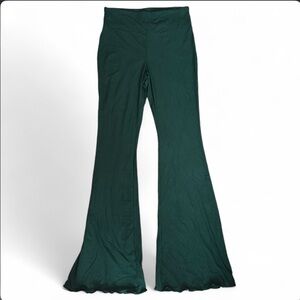 Dark green ribbed flare pants MEDIUM